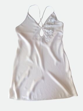 Vintage-Inspired Pen-ky Silk Blush Pink Mini Slip Dress Lace Back M